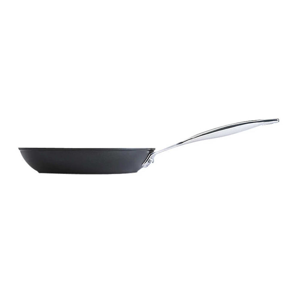 Black frying pan on a white background