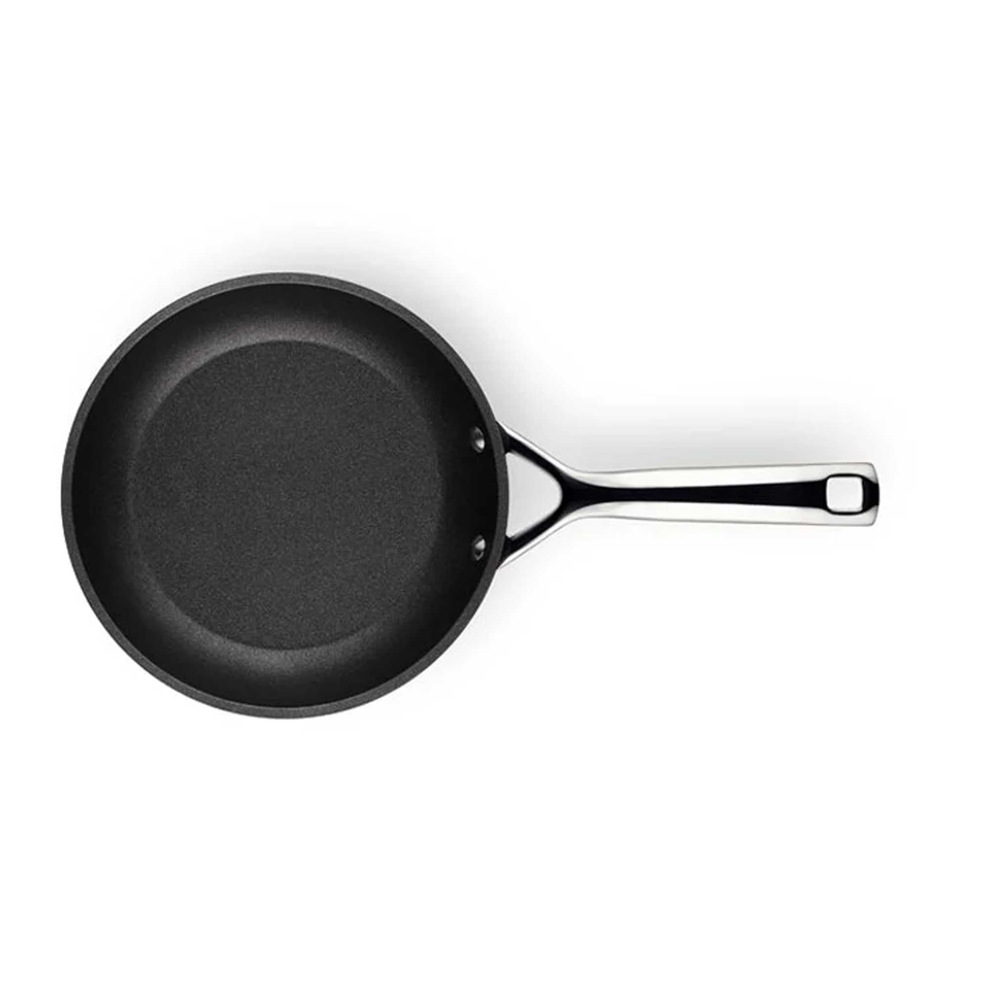 Black frying pan on a white background