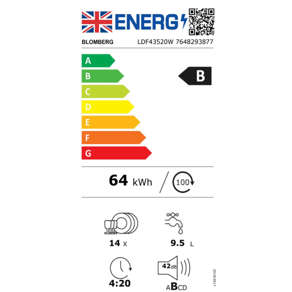 Blomberg LDF43520W 14 Place Setting Freestanding Dishwasher, 60cm Wide, White