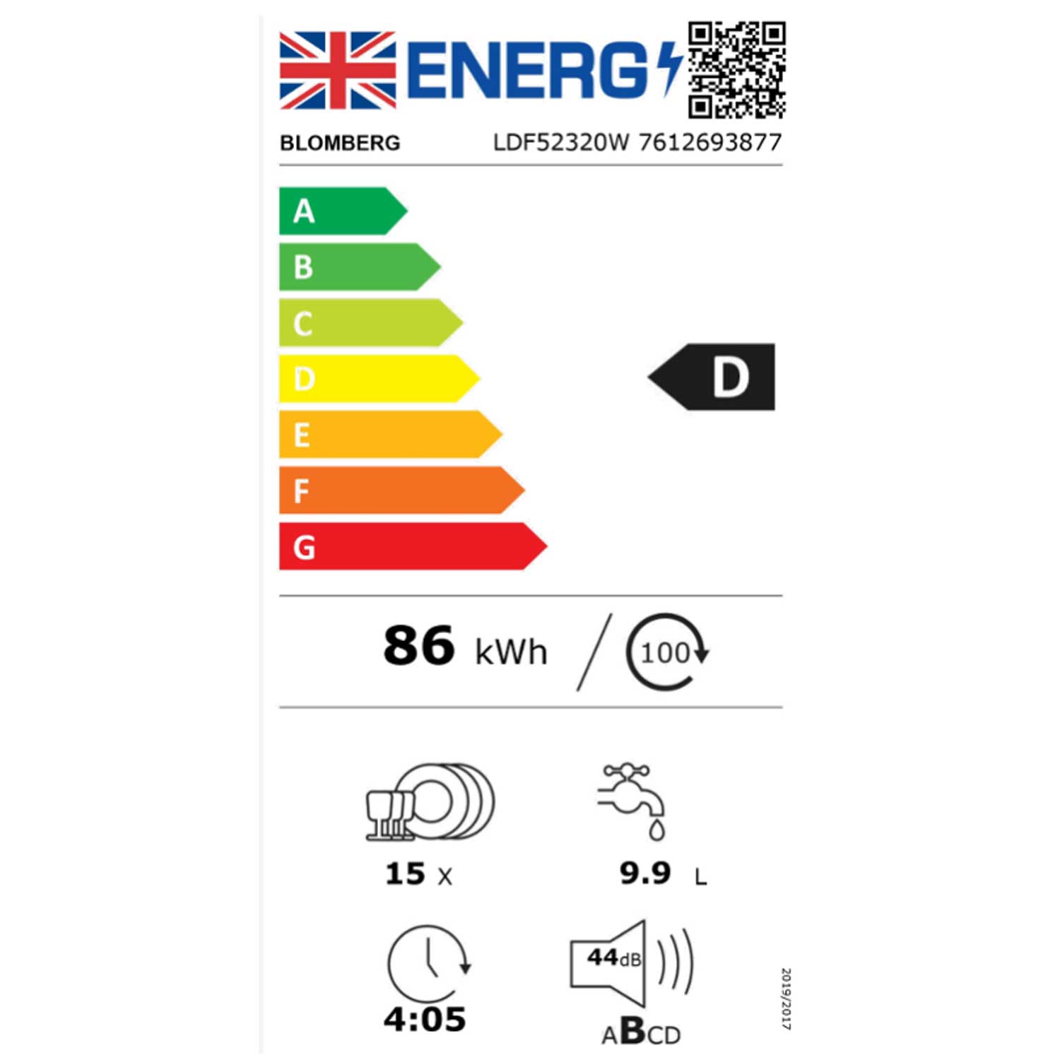 Blomberg LDF52320W 15 Place Setting Freestanding Dishwasher, 60cm Wide, White