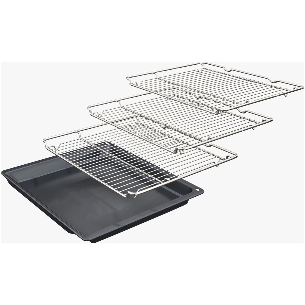 Bosch MBA533BS3B Built in Electric Double Oven, 89cm High, Main Oven Multifunction, Top Oven Grill & Convention, EasyClean, Sianless Steel