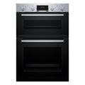 Bosch MBA533BS3B Built in Electric Double Oven, 89cm High, Main Oven Multifunction, Top Oven Grill & Convention, EasyClean, Sianless Steel