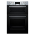 Bosch MBA533BS3B Built in Electric Double Oven, 89cm High, Main Oven Multifunction, Top Oven Grill & Convention, EasyClean, Sianless Steel