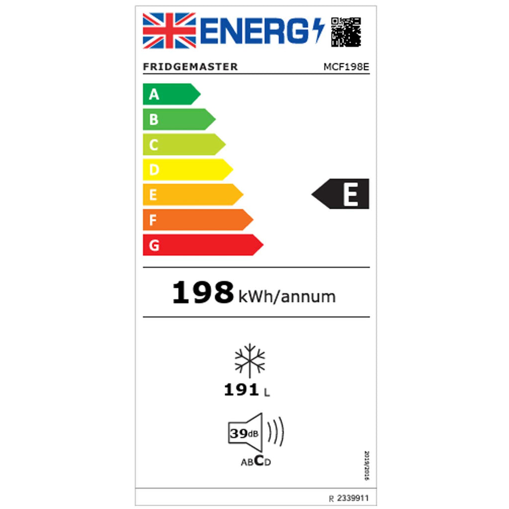 Fridgemaster MCF198E Chest Freezer, 191 Litre Capacity, 89cm Wide, Manual Defrost, White