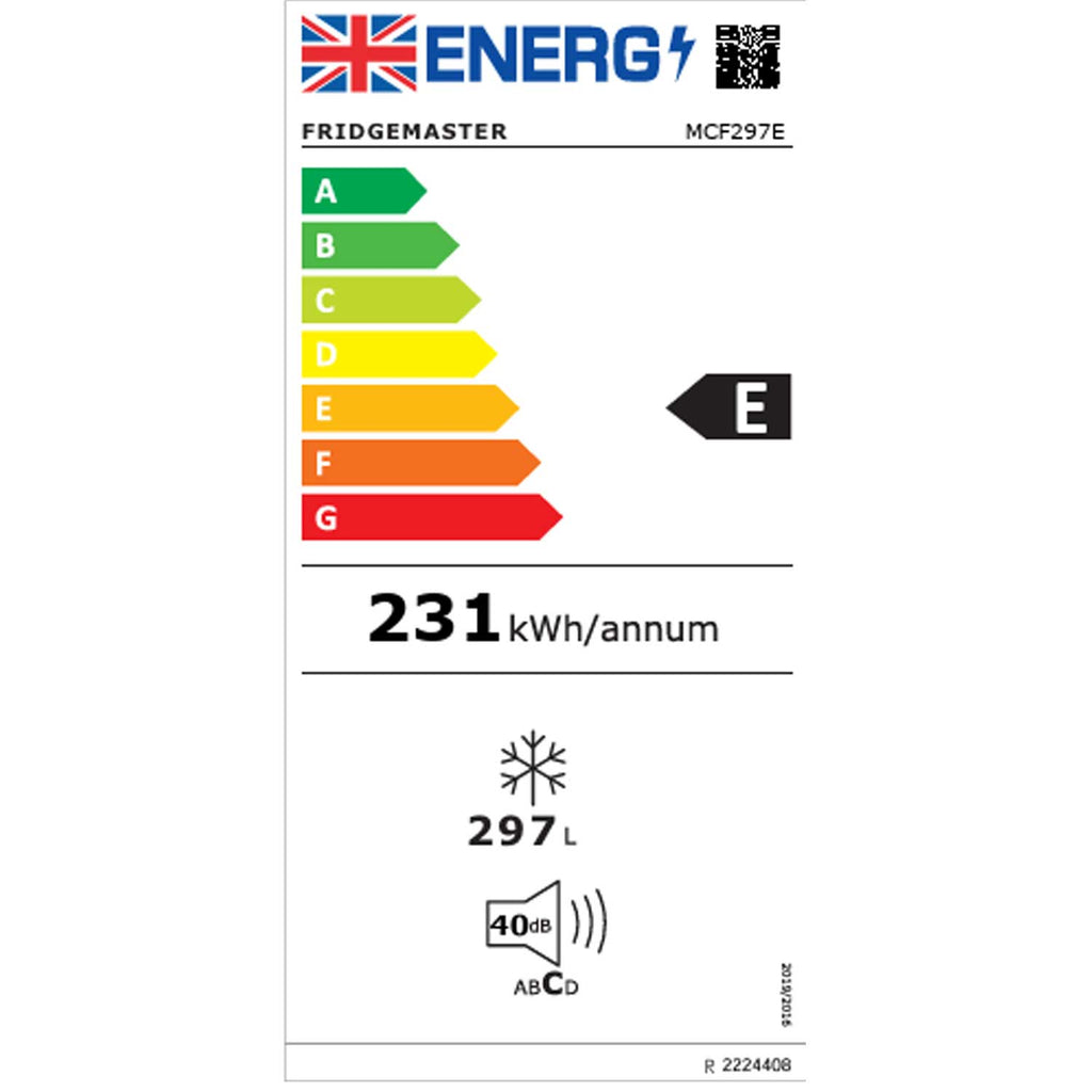 Fridgemaster MCF297E Chest Freezer, 297 Litre Capacity, 112cm Wide, Manual Defrost, White