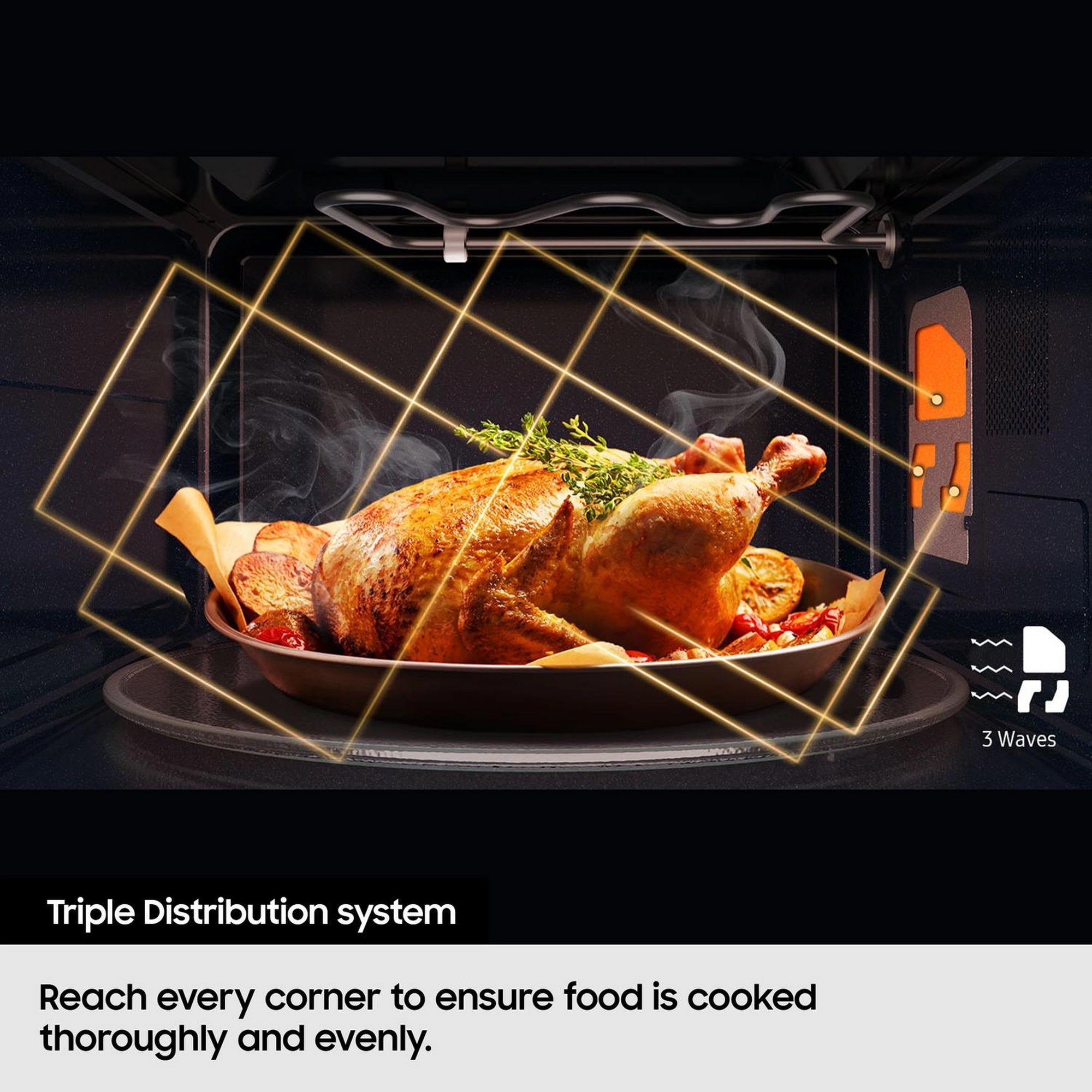 Samsung 23L 800W Triple Distribution Microwave with Grill - Black (MG23K3575AK/EU)