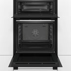 Bosch MHA133BR0B Built in Electric Double Oven, 89cm High, Main Oven Fan, Top Oven Grill & Convention, EasyClean, Sianless Steel
