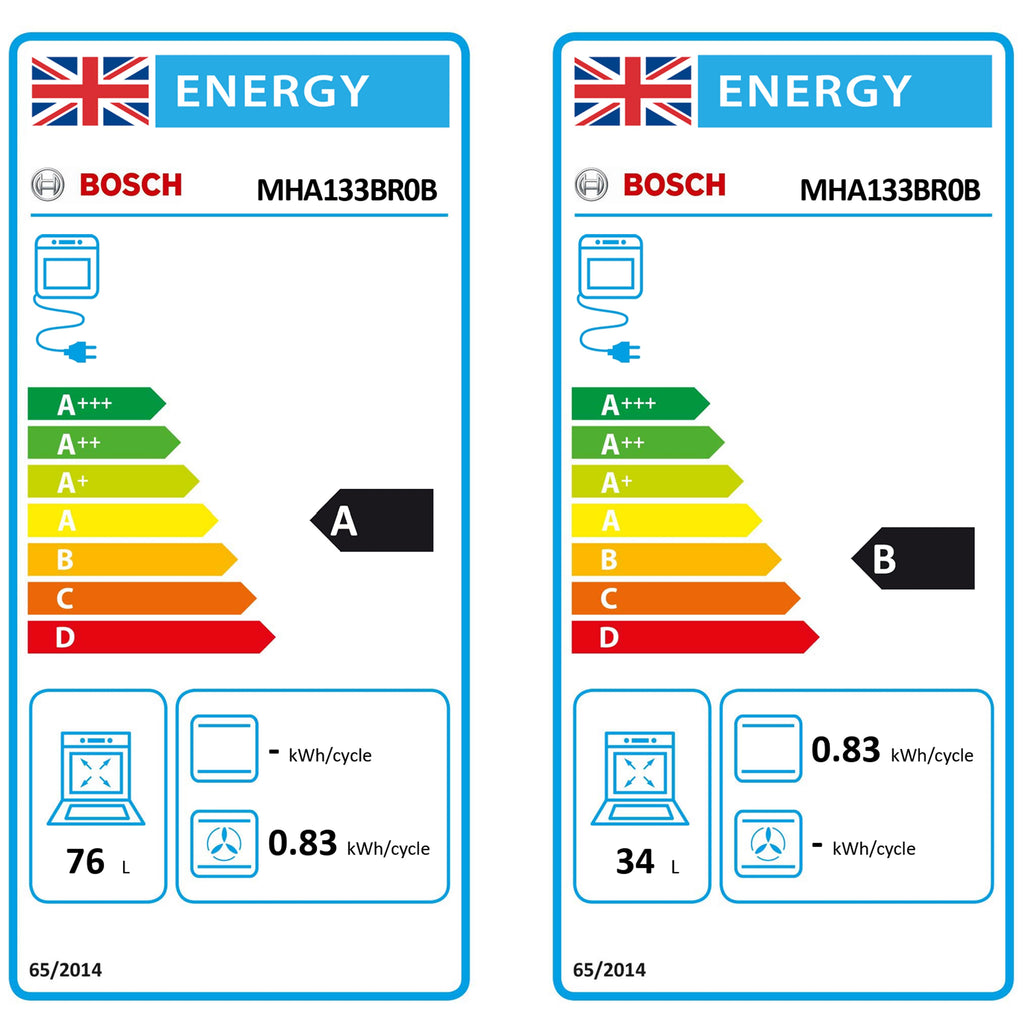 Bosch MHA133BR0B Built in Electric Double Oven, 89cm High, Main Oven Fan, Top Oven Grill & Convention, EasyClean, Sianless Steel