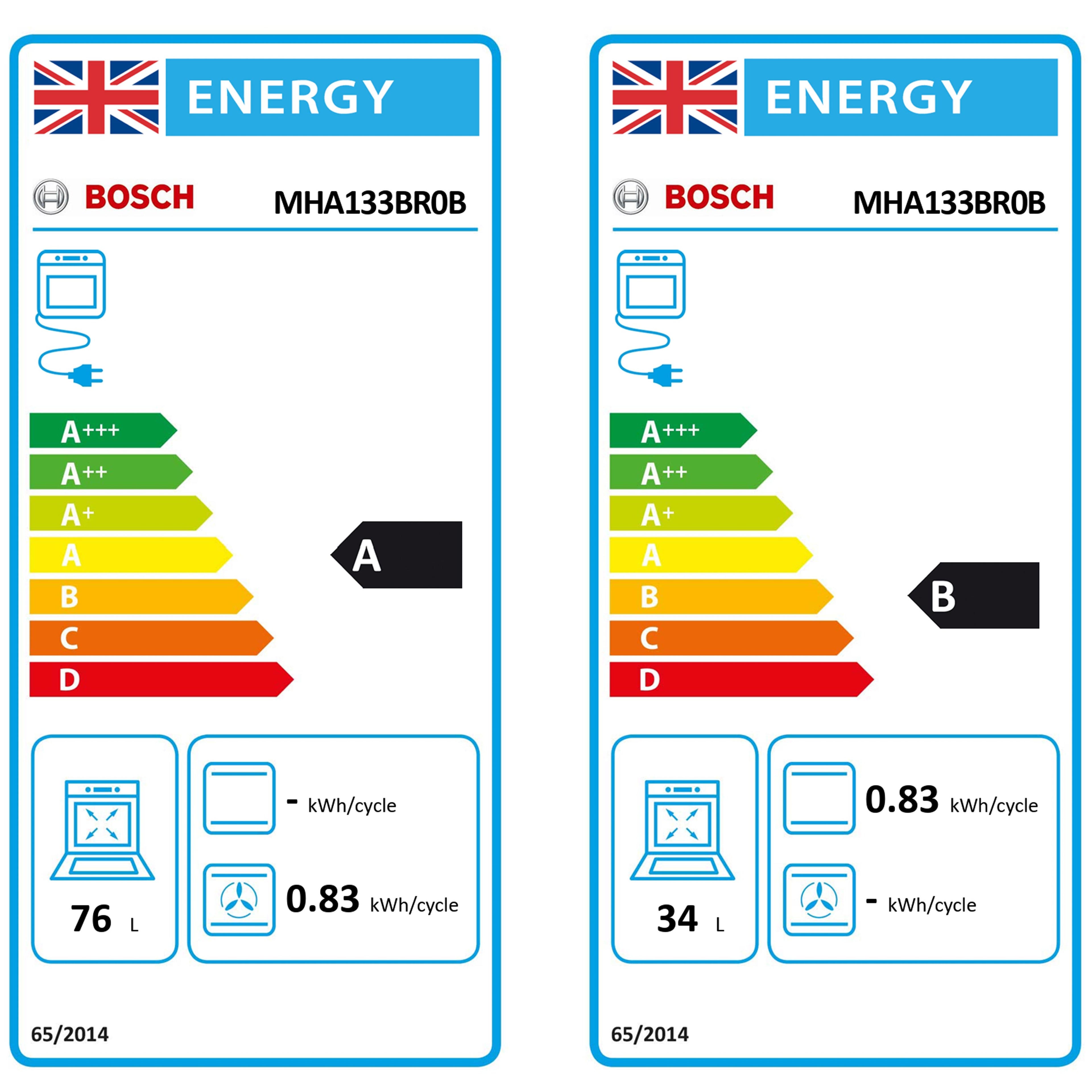 Bosch MHA133BR0B Built in Electric Double Oven, 89cm High, Main Oven Fan, Top Oven Grill & Convention, EasyClean, Sianless Steel
