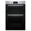 Bosch MHA133BR0B Built in Electric Double Oven, 89cm High, Main Oven Fan, Top Oven Grill & Convention, EasyClean, Sianless Steel
