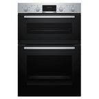 Bosch MHA133BR0B Built in Electric Double Oven, 89cm High, Main Oven Fan, Top Oven Grill & Convention, EasyClean, Sianless Steel