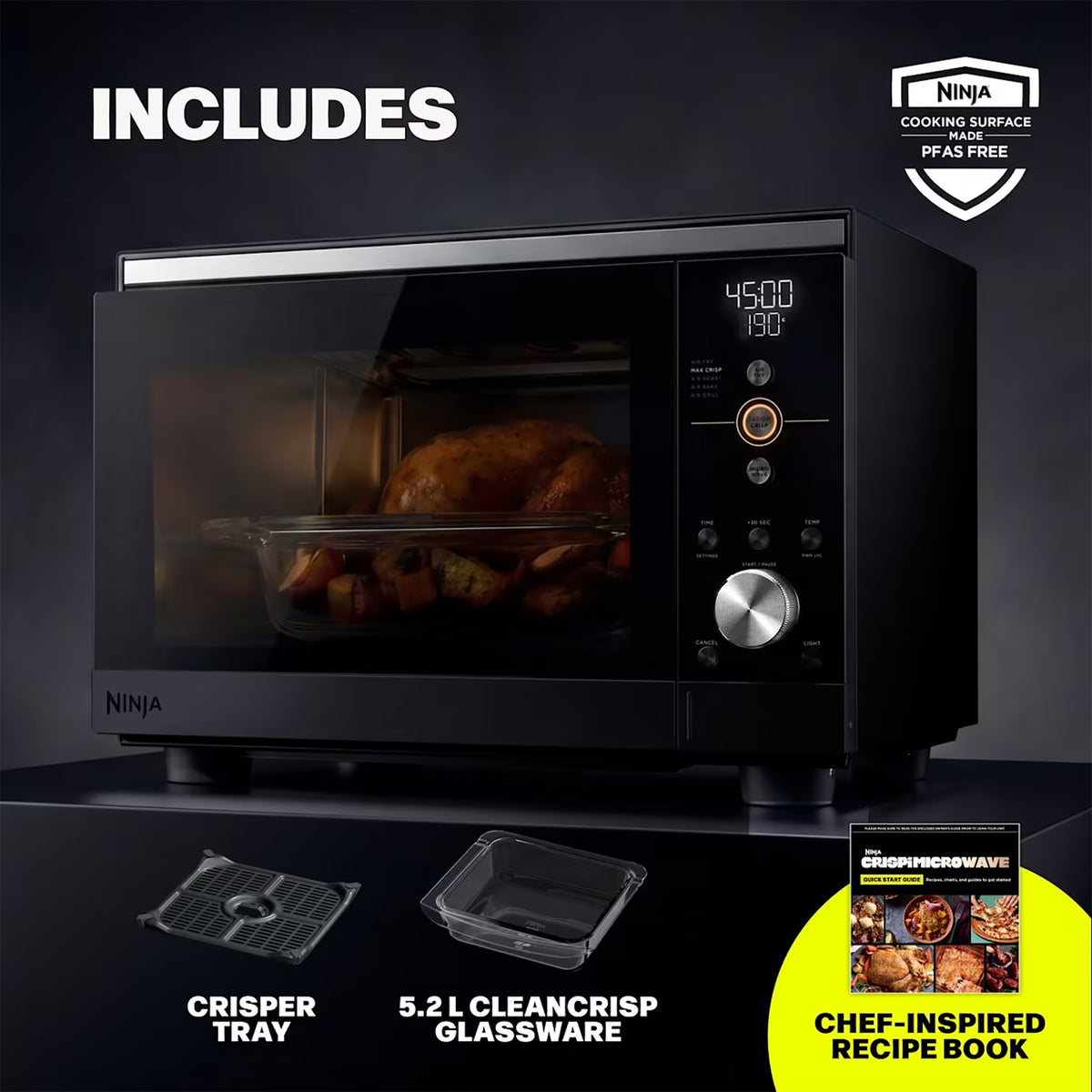 Ninja CRISPi Microwave, Air Fryer and Oven with FusionCrisp Technology - Black - MW101UKBK1
