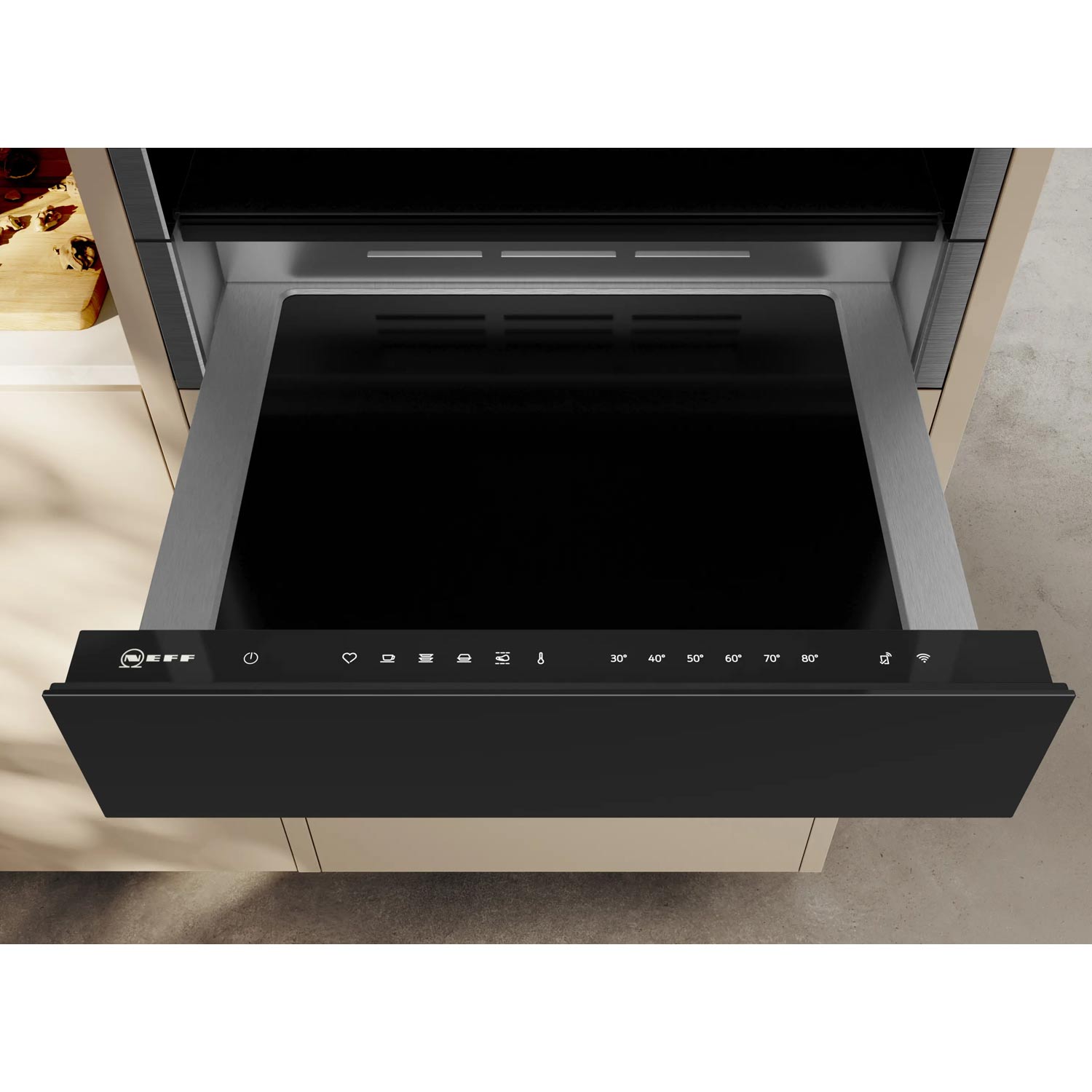 Neff N24HA11G1B 14cm Warming Drawer, 30° C to 80° C Thermostat, Graphite
