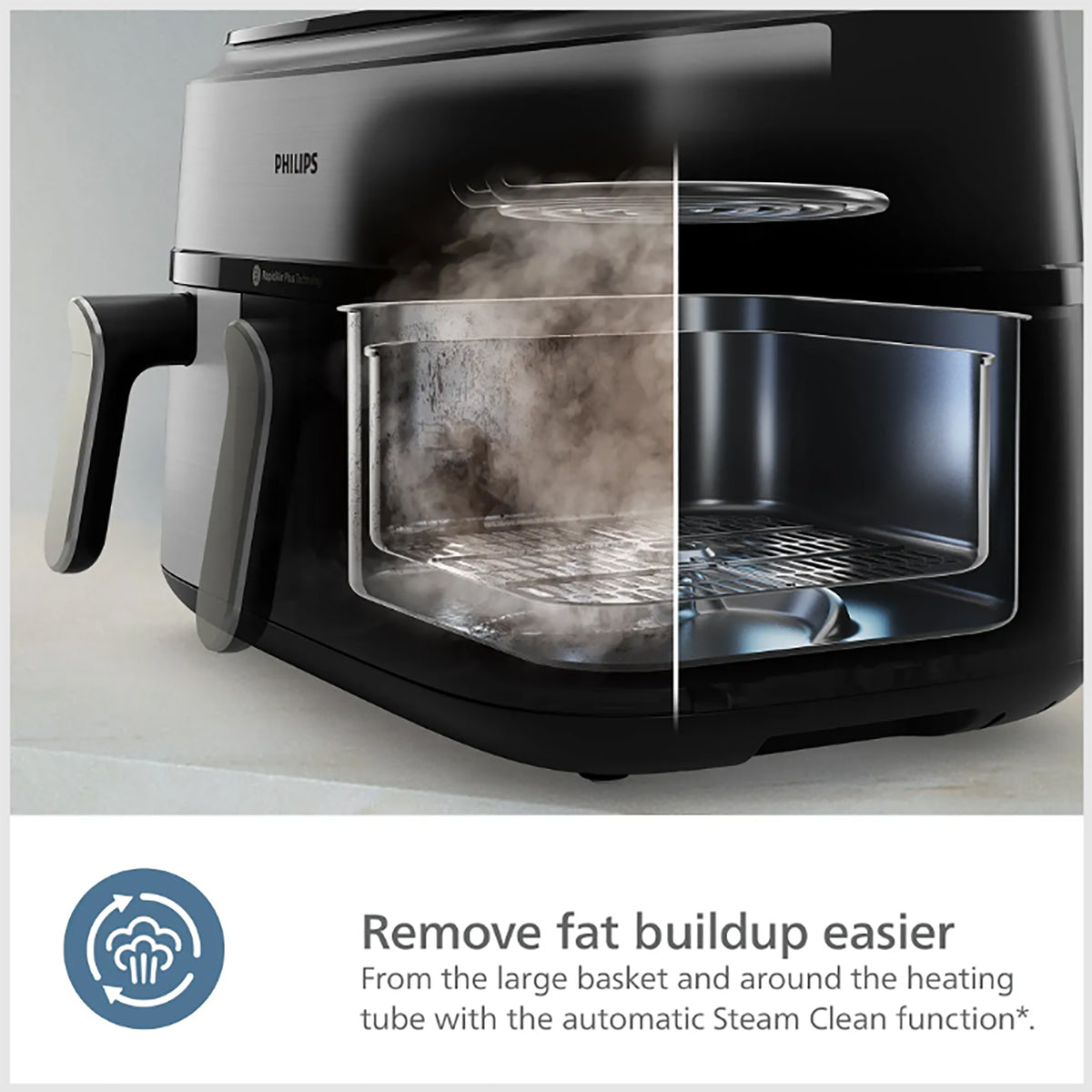 Philips 5000 Series Dual Basket Air Fryer with Steam – Silver - NA555_09