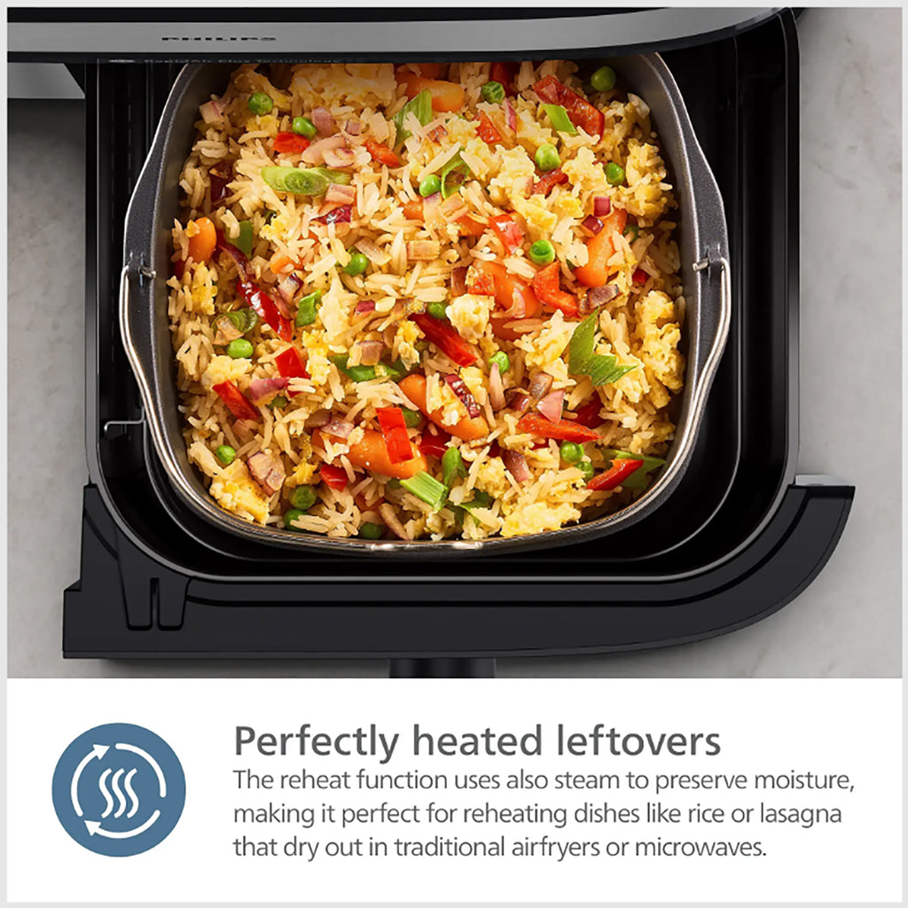 Philips 5000 Series Dual Basket Air Fryer with Steam – Silver - NA555_09