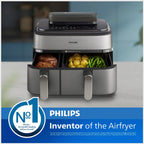 Philips 5000 Series Dual Basket Air Fryer with Steam – Silver - NA555_09