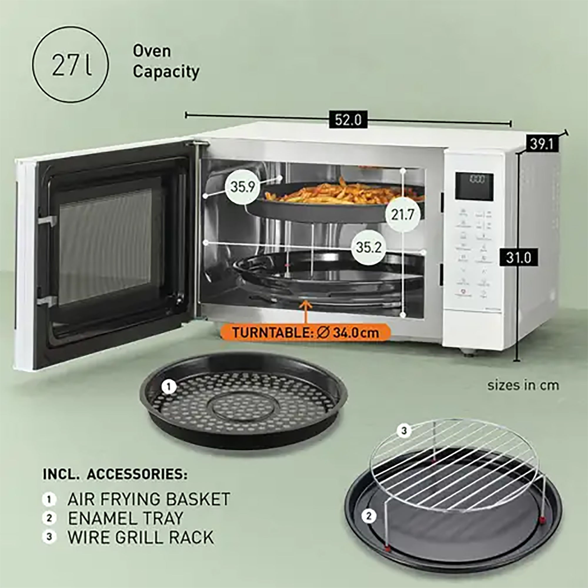 Panasonic 27L 1000W 4-in-1 Combi Inverter Microwave Oven in White - NN-CT55RWBPQ