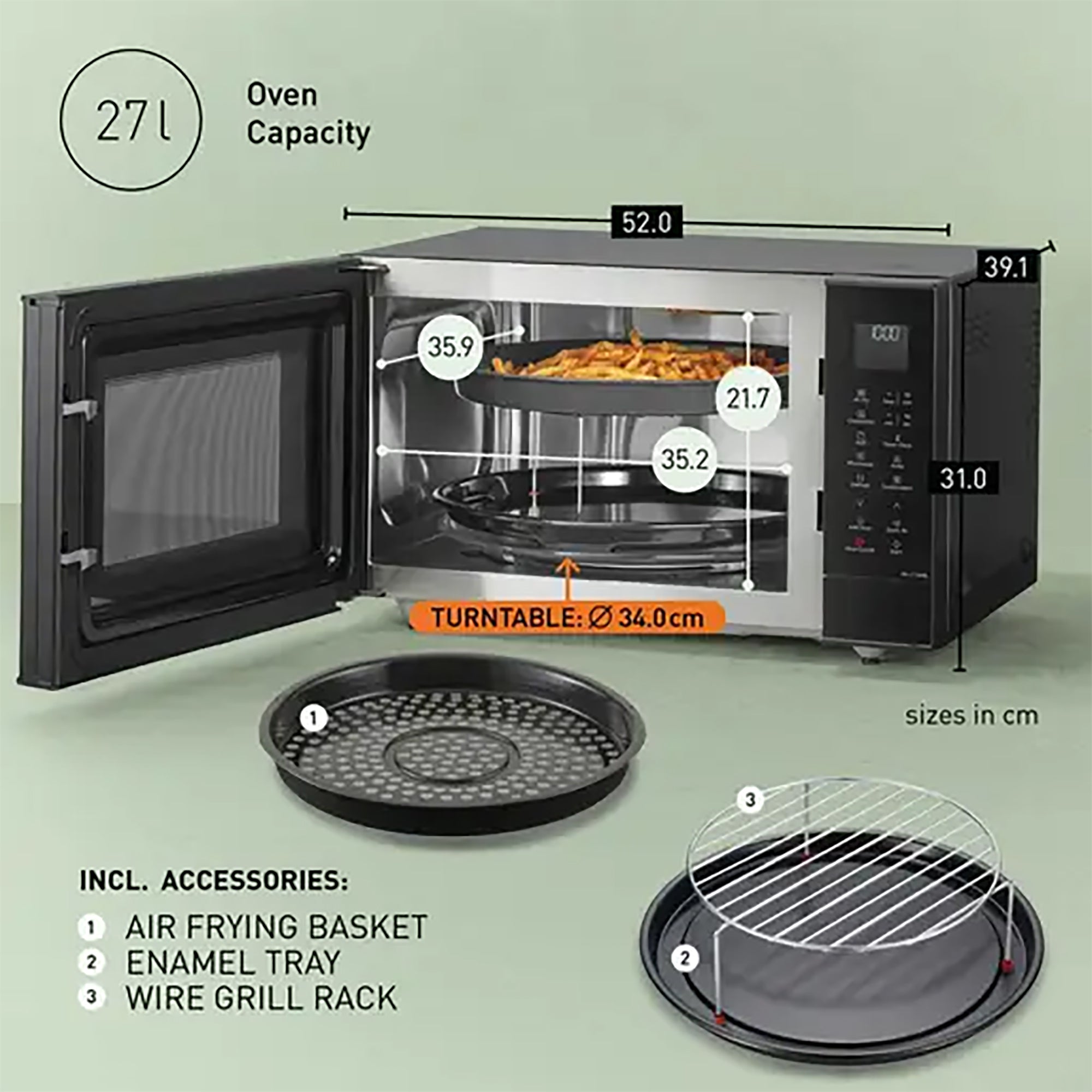 Panasonic 27L 1000W 4-in-1 Combi Microwave Oven – Black - NN-CT56RBBPQ