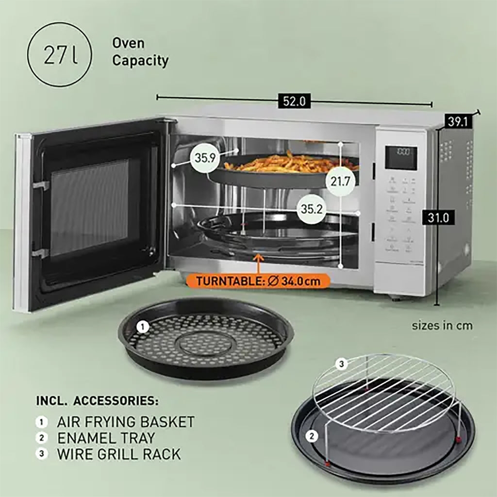 Panasonic 27L 1000W 4-in-1 Combi Inverter Microwave Oven in Silver - NN-CT57RMBPQ