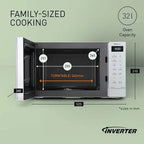Panasonic 32L 1000W Solo Inverter Microwave Oven in White - NN-ST64QWBPQ
