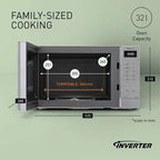 Panasonic 32L 1000W Solo Inverter Microwave in Silver - NN-ST68QSBPQ