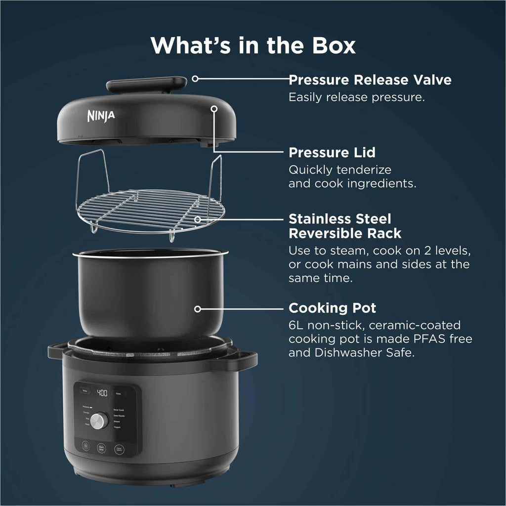 Ninja PC201UK HyperHeat 9-in-1 Pressure and Rice Cooker – Grey/Black