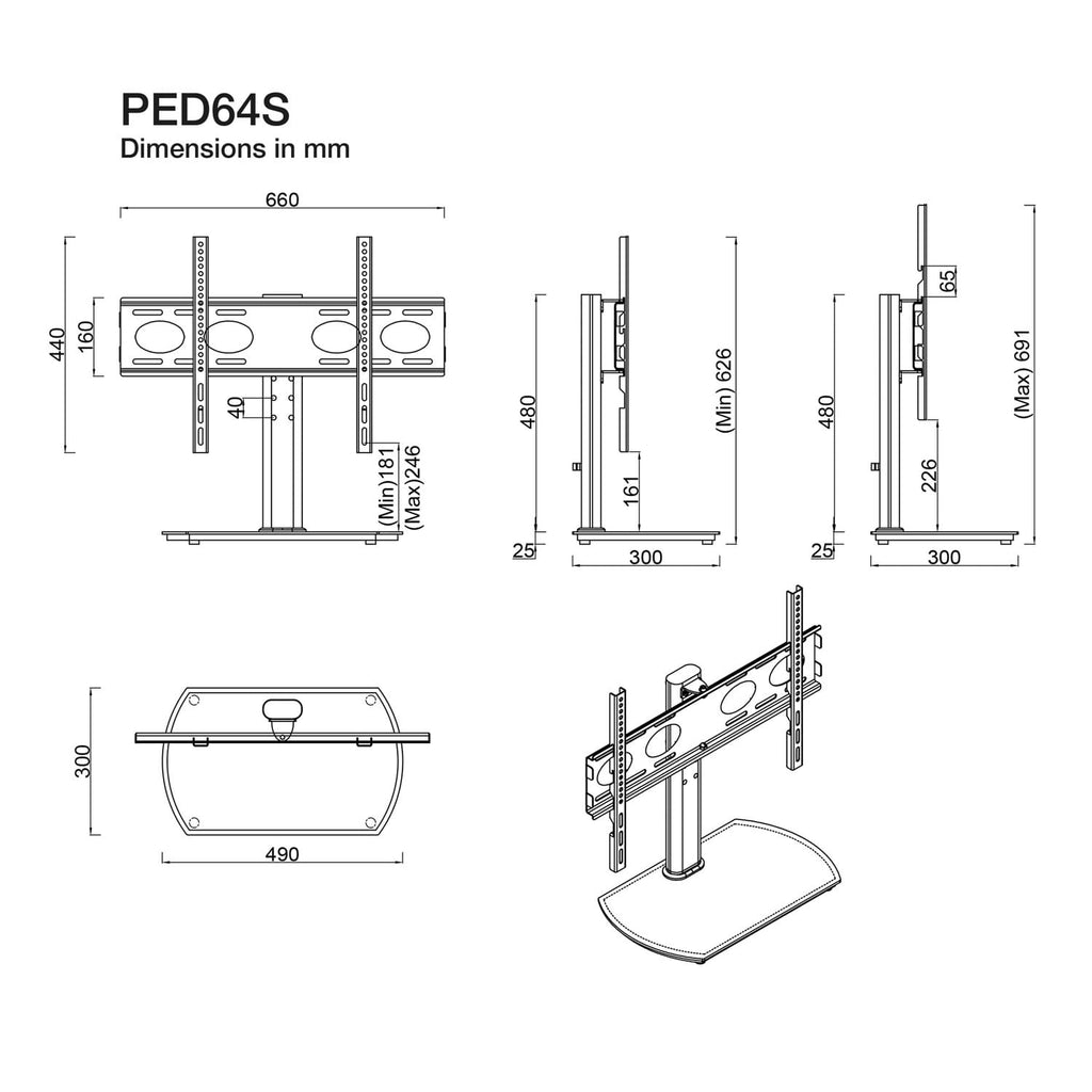 TTAP PED64S Swivel Tabletop TV Stand