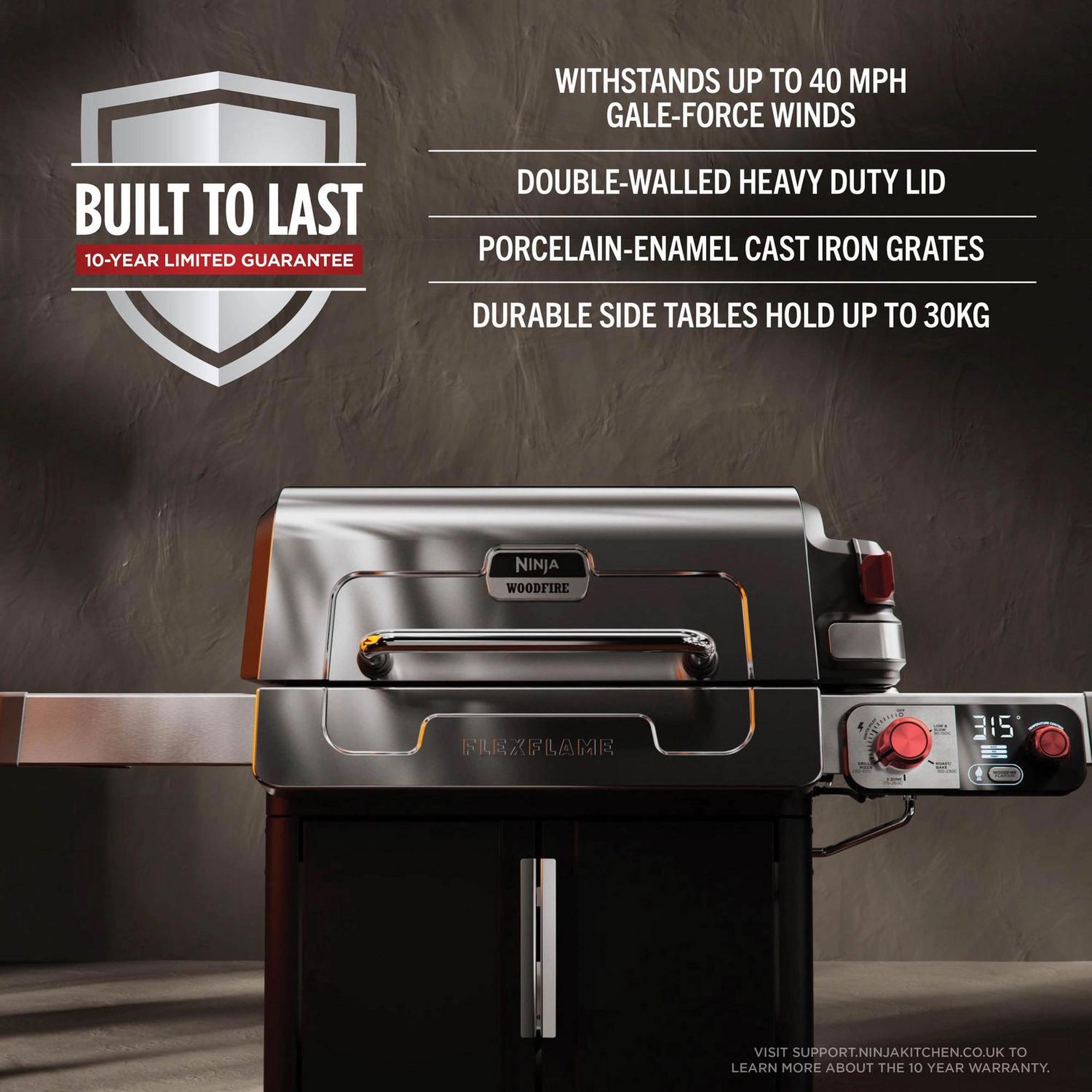 Ninja PG301UK FlexFlame Gas BBQ & Outdoor Cooking System - Black