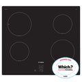 Bosch PUG61RAA5B 60cm 4 Zone Built-In Electric Induction Hob with Touch Control, 13 Amp, Black Glass