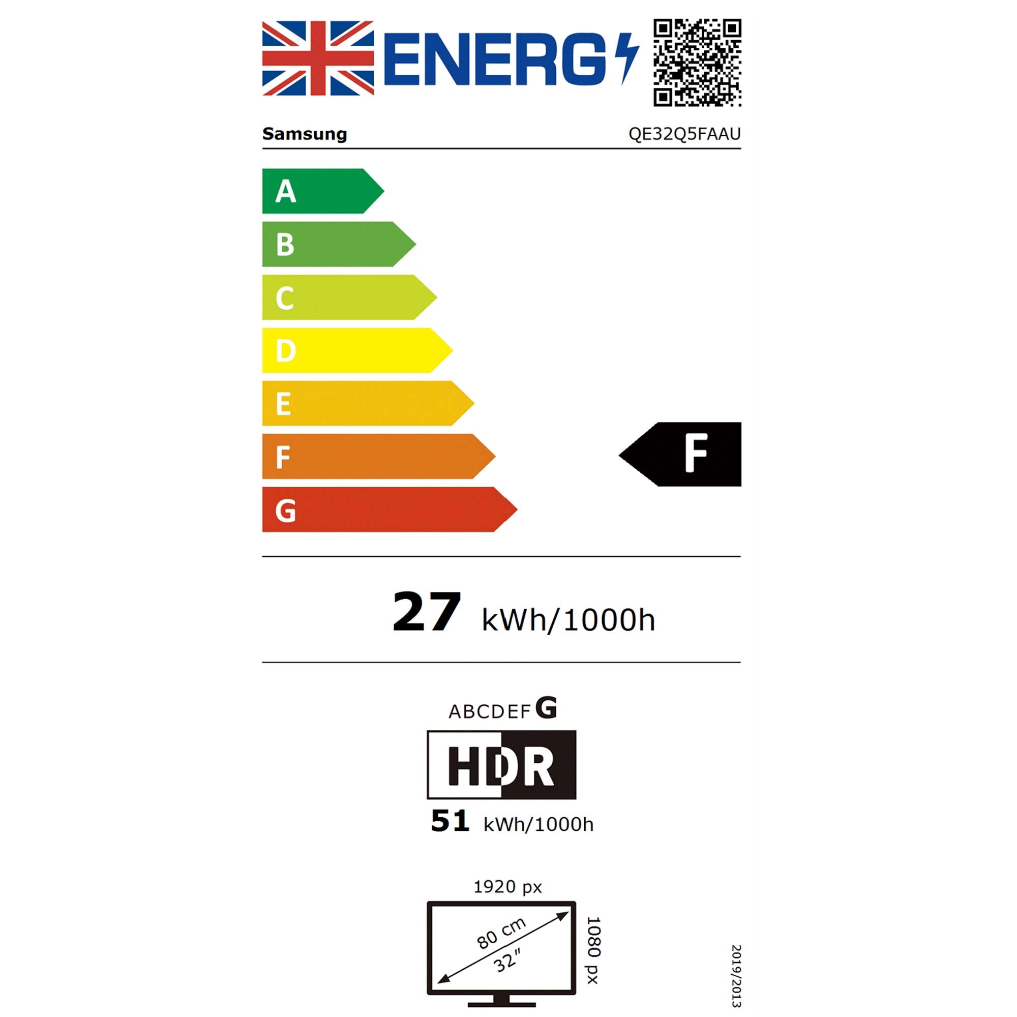 Samsung QE32Q5FAAUXXU 32 Inch, HD Ready HDR QLED, Android TV, Freeview HD