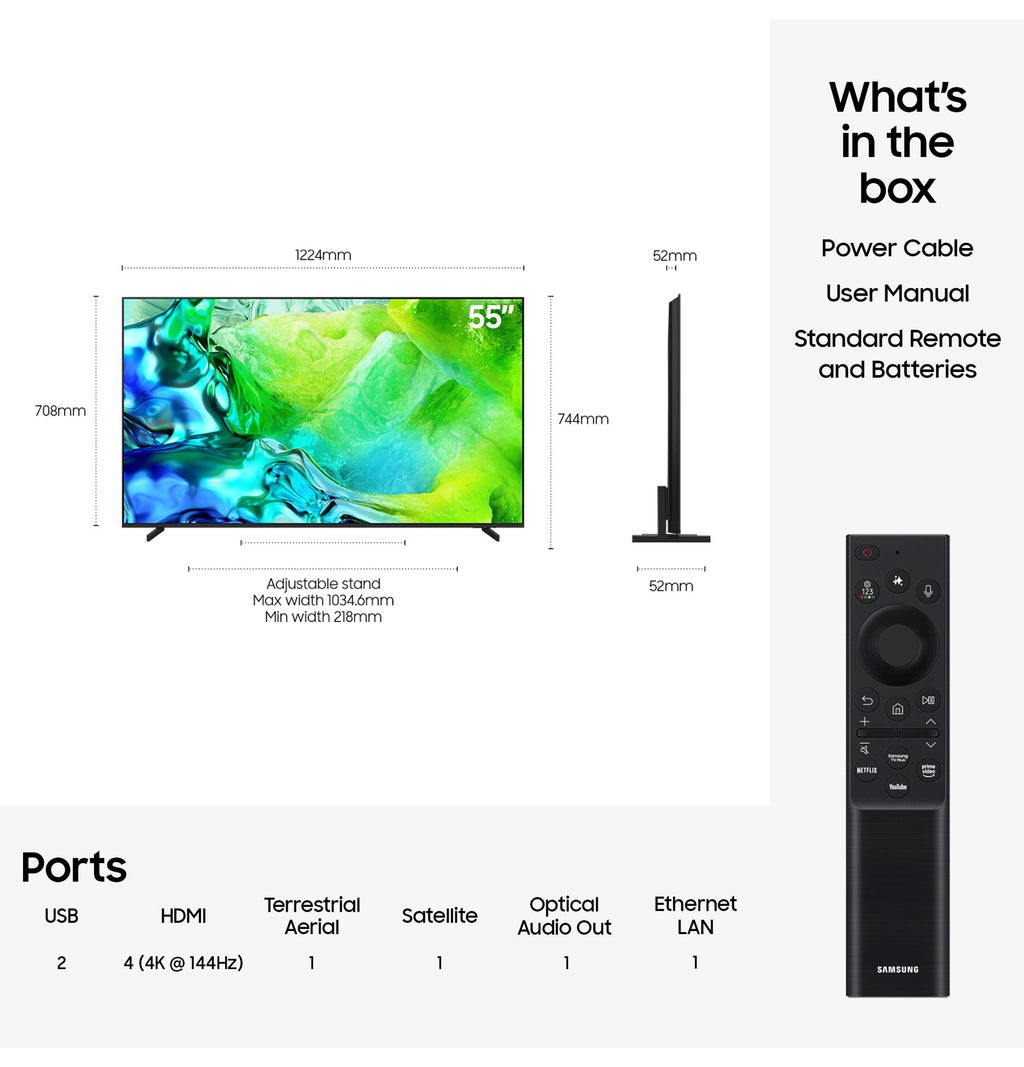 Samsung QE55QN80HAUXXU 55 Inch, Ultra HD QLED Television, Smart TV, Freeview HD