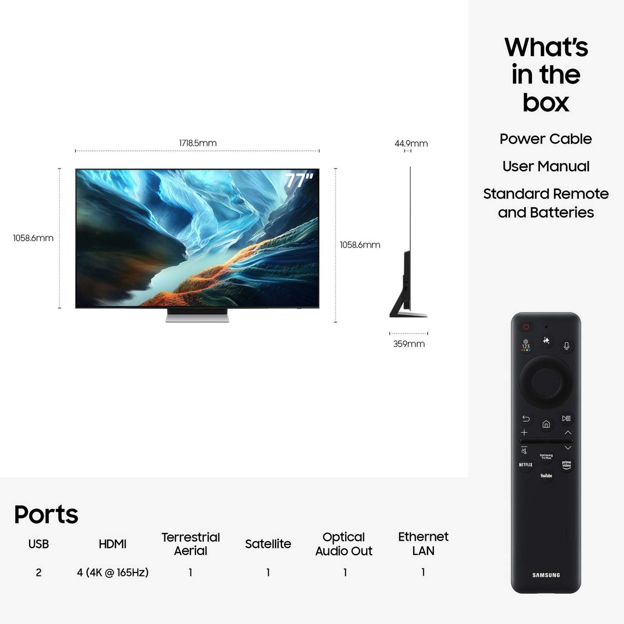 Samsung QE77S90HATXXU 77 Inch, 4K Ultra HD OLED Television, Smart TV, Freeview HD