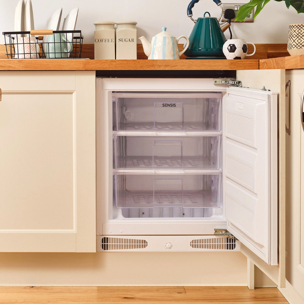 Sensis RFUCBI01Z54EW 82cm Undercounter Integrated Fixed Hinge Freezer, 96 Litres, 60cm Wide