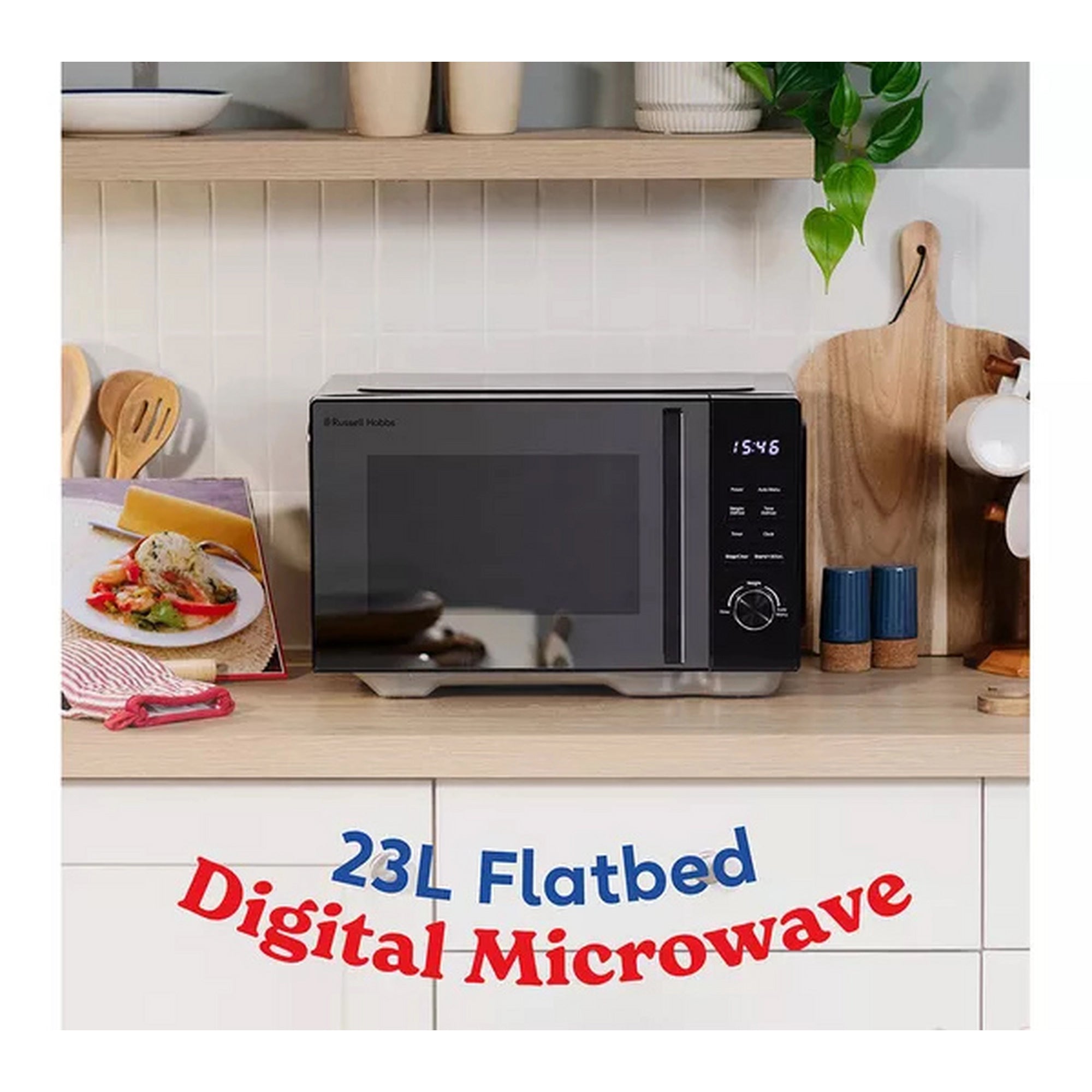 Russell Hobbs 23L 800W Flatbed Digital Microwave – Black - RHFM2365B