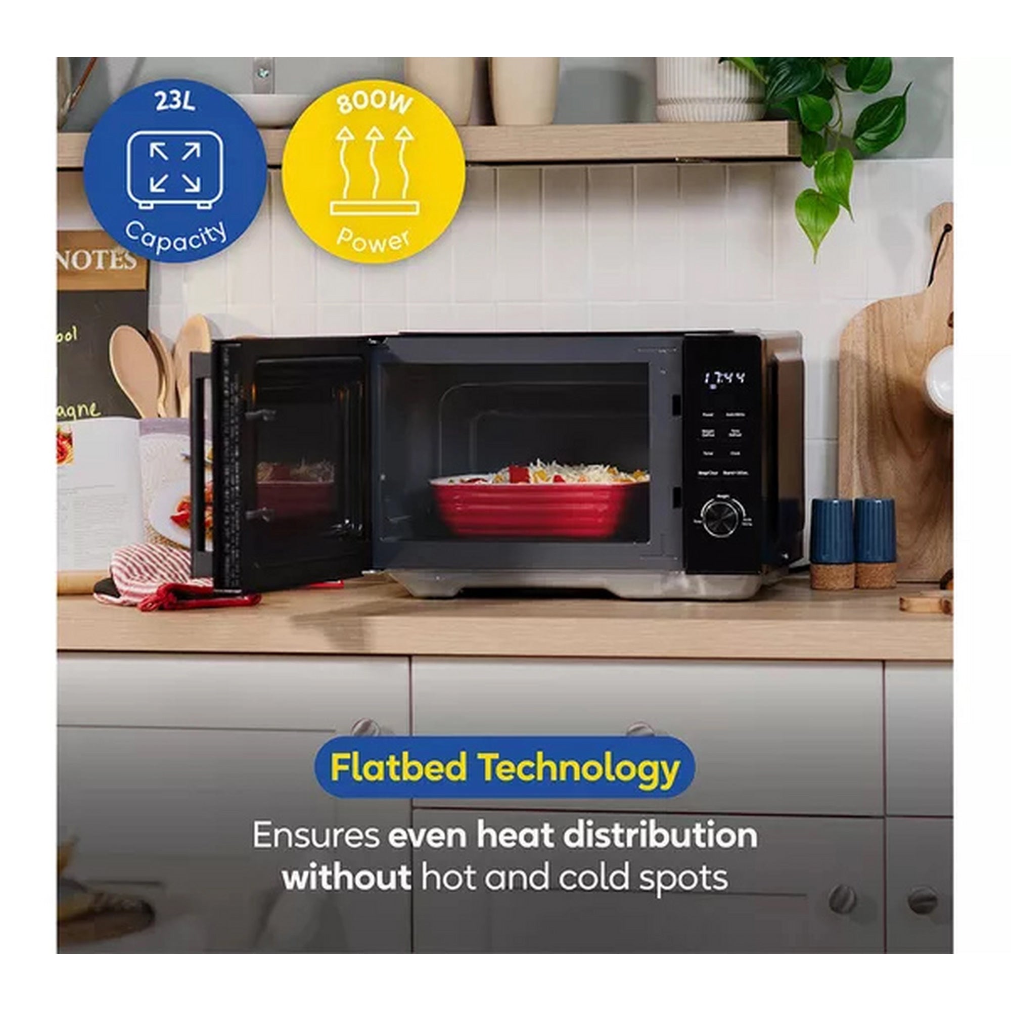 Russell Hobbs 23L 800W Flatbed Digital Microwave – Black - RHFM2365B