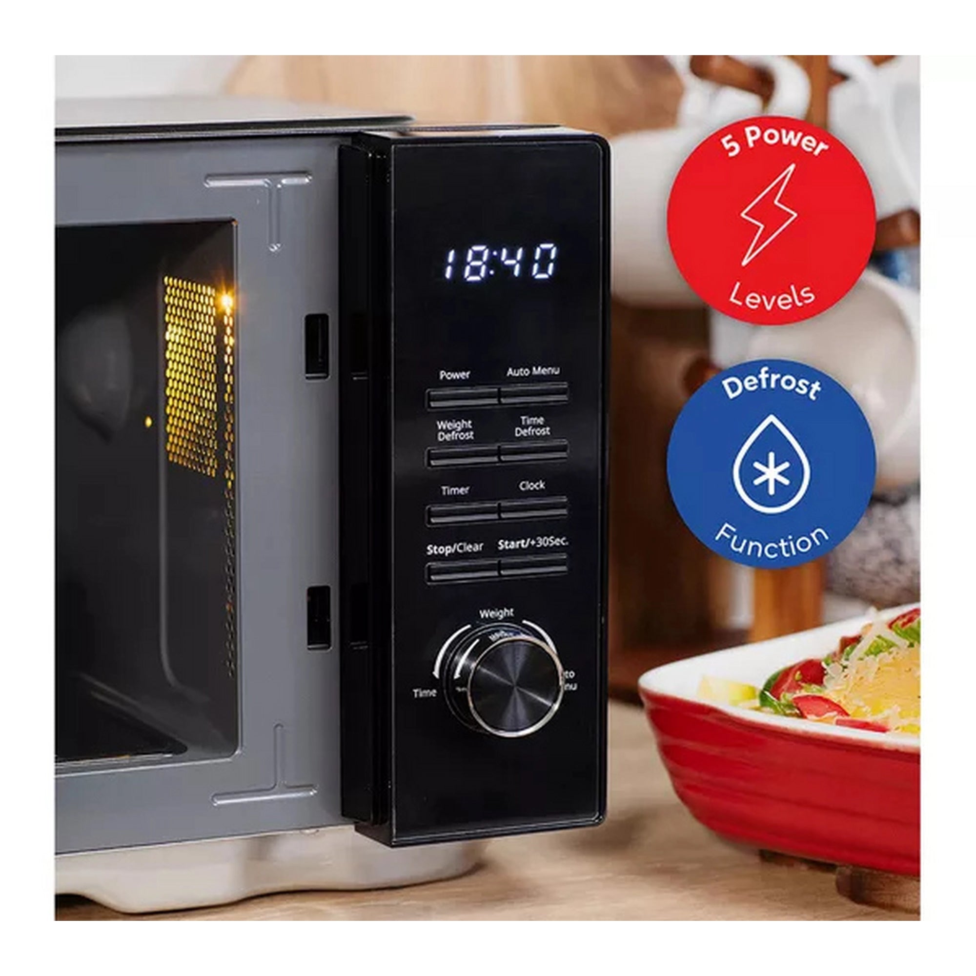 Russell Hobbs 23L 800W Flatbed Digital Microwave – Black - RHFM2365B