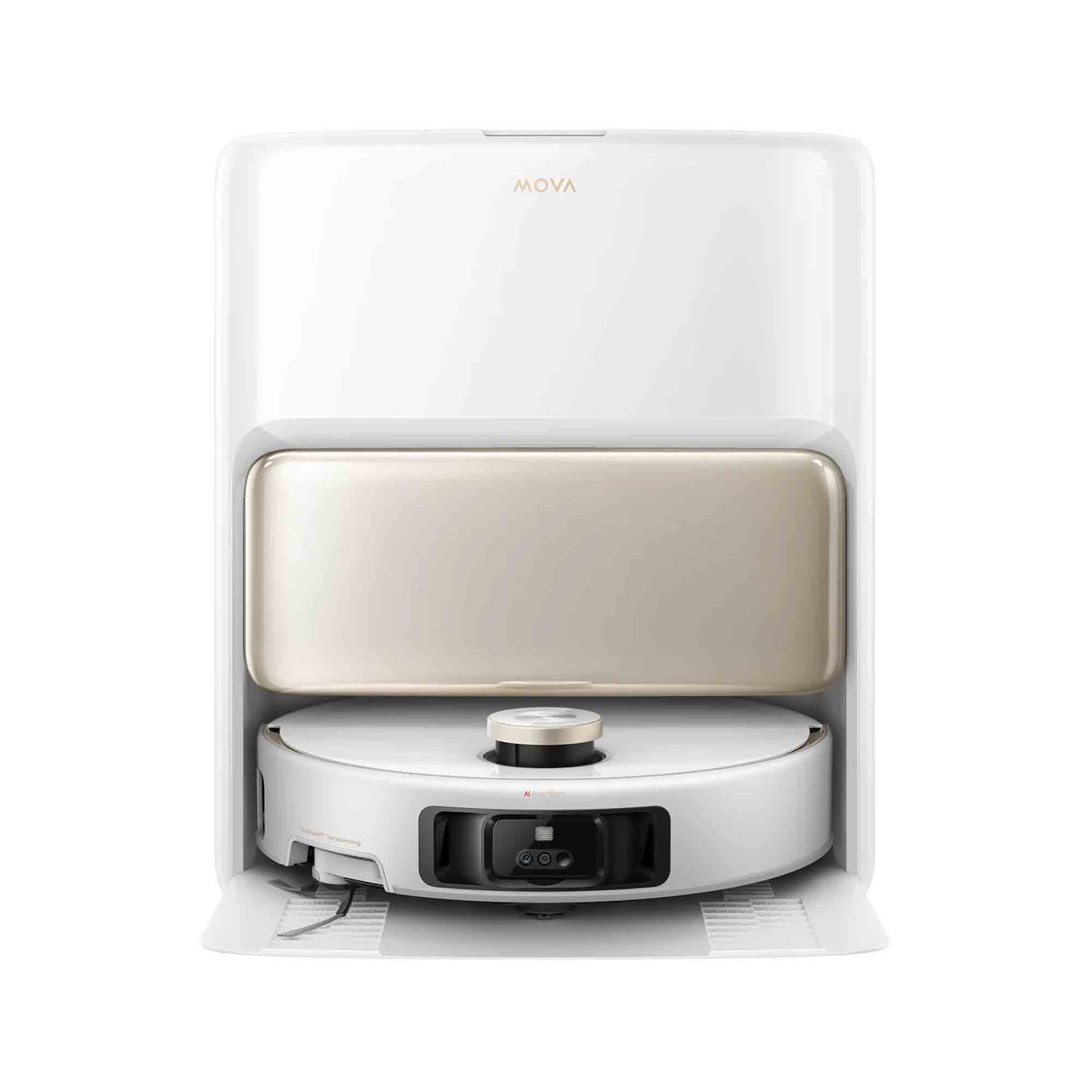 Robotic vacuum cleaner with 'NOVA' branding on a white background