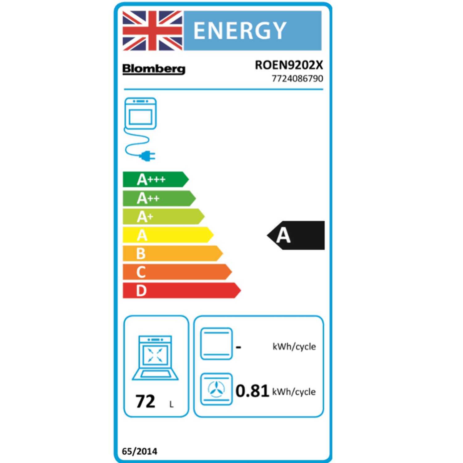 Blomberg ROEN9202DX Built-In Single Electric Fan Oven with Grill, Black