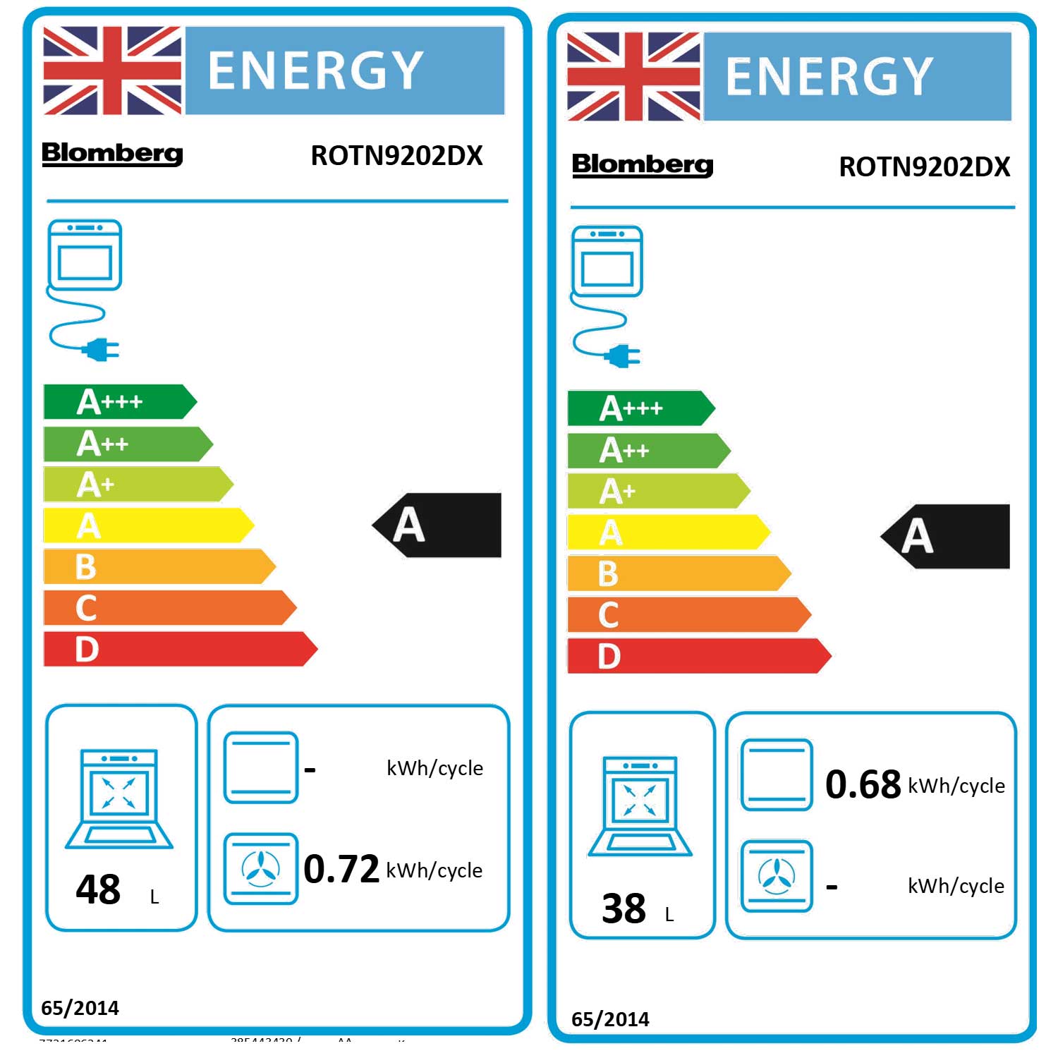 Blomberg ROTN9202DX Built Under Double Electric Oven, 72cm High, Main Oven Fan, Top Conventional Oven and Grill, Black Steel