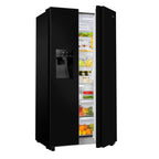 Hisense RS694N4TBE 179cm Tall American Fridge Freezer with Non-plumbed Ice & Water, 371 Litre Fridge, 191 Litre Freezer, 90cm Wide, Frost Free, Black
