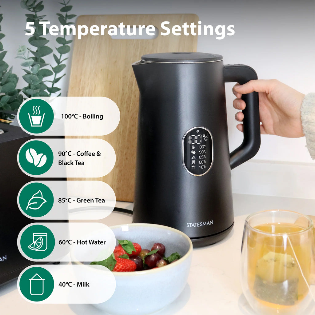 Statesman 1.5L 1800W Smart Jug Kettle - Black (SKK01518B)