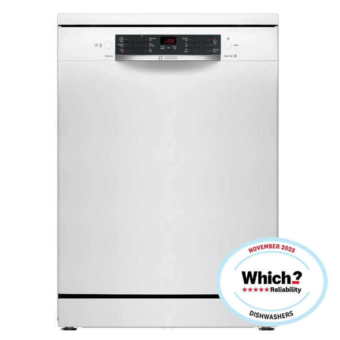 Bosch SMS26AW08G 12 Place Setting Freestanding Dishwasher, 60cm Wide, White