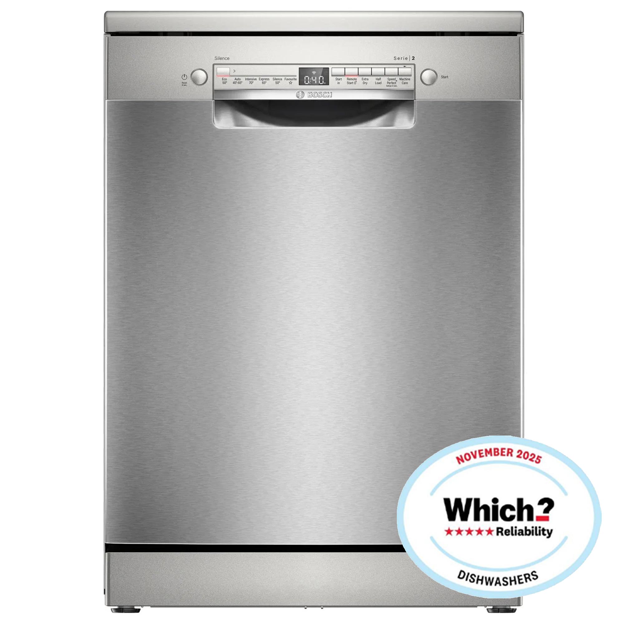 Bosch SMS2HVI06G 14 Place Setting Freestanding Dishwasher, 60 Wide, Stainless Steel