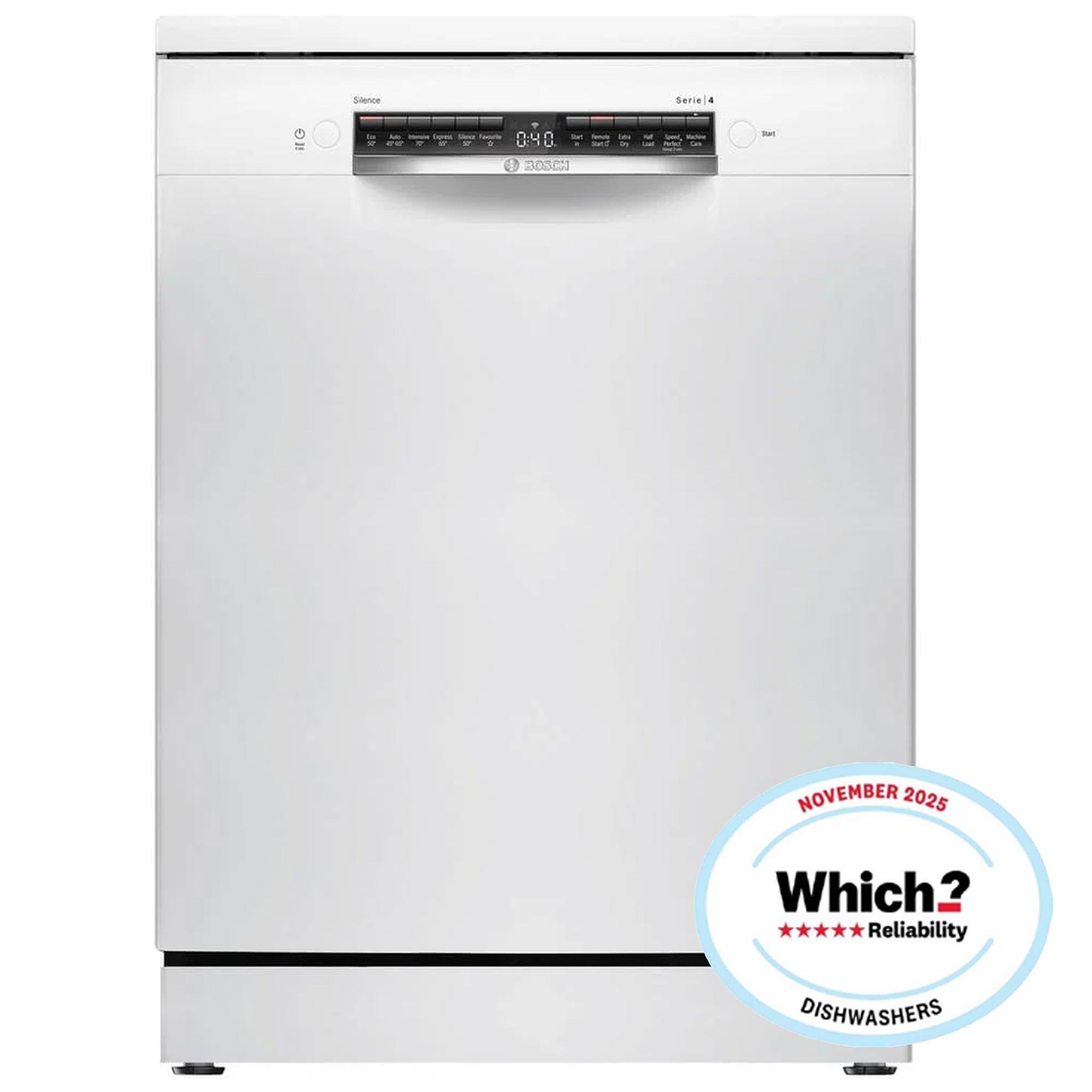 Bosch SMS4EKW06G 13 Place Setting Freestanding Dishwasher, 60cm Wide, White