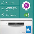 Bosch SMS6ZCW10G 14 Place Setting Freestanding Dishwasher with PerfectDry, 60cm Wide, White
