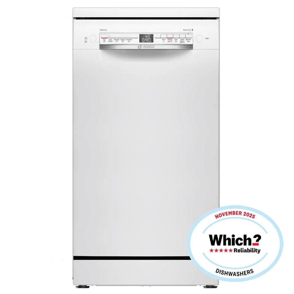 Bosch SPS2IKW01G 9 Place Setting Freestanding Slimline Dishwasher, 45cm Wide, White