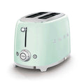 Pastel green toaster on white background