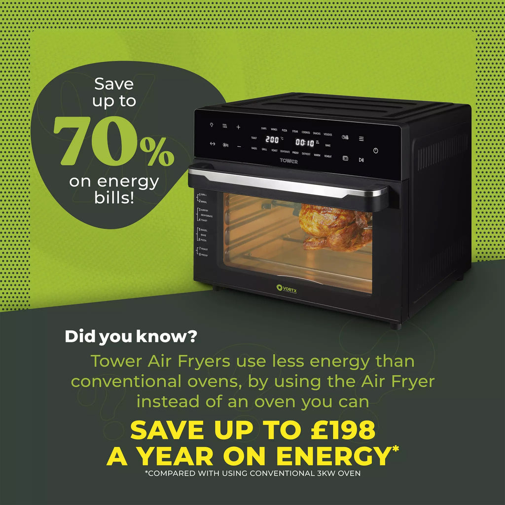 Tower Vortx Platinum Xpress 30 Litre Digital Air Fryer Oven in Black - T17122