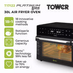 Tower Vortx Platinum Xpress 30 Litre Digital Air Fryer Oven in Black - T17122