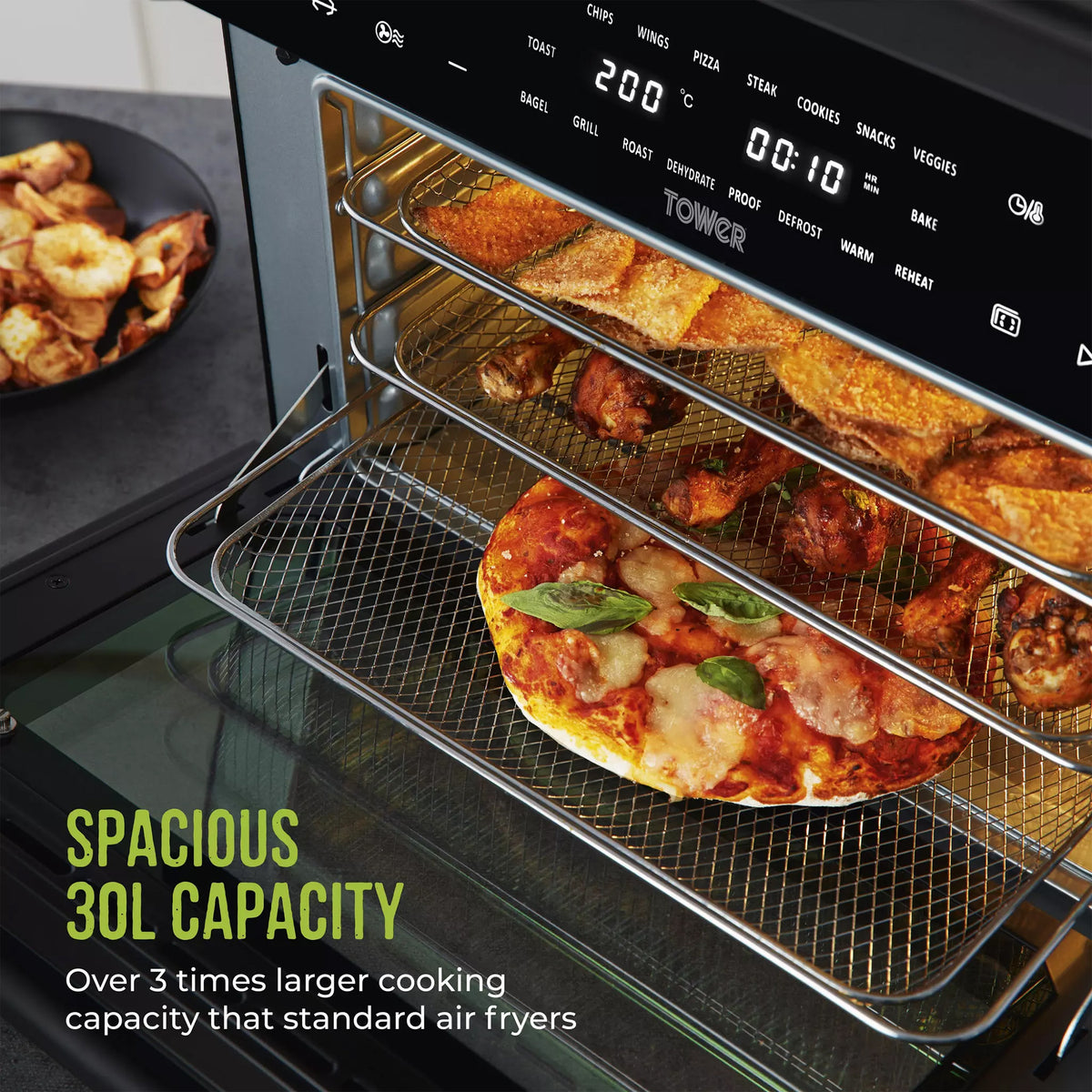 Tower Vortx Platinum Xpress 30 Litre Digital Air Fryer Oven in Black - T17122